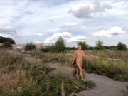 Exhibitionist Girl walks in the ruins 8/16