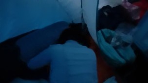 Fuck inside a tent (trying to be quiet)
