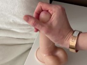 She rides a dildo and moans! 1/16