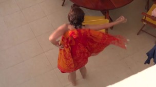 Video 1 of 3 - My 58 year old hairy wife flashes on the beach, masturbation, fucked, cumshot