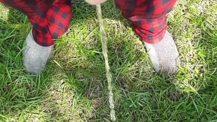 Outside pissing with bbq next door