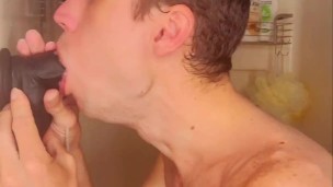 Training my slut mouth for big cock. Want to replace the dildo?