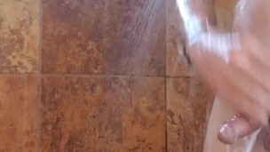 Bi Male showering masturbation sex