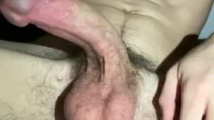 Horny teen jerks throbbing cock during storm 