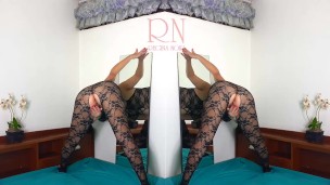 Black body stockings. Two teen girls posing in black mesh body lingerie Sexy lingerie. FULL 1