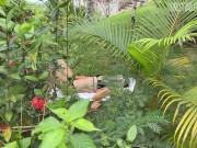 the hottie was caught on masturbating in the bushes and she was fucked 1/16