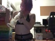 Ridding a dildo while smoking 