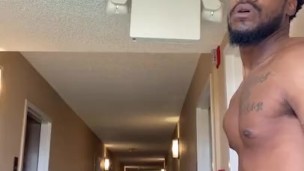 NakedTy in the hotel hallway!!!! BBC masturbation Cumshot