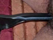 Fucking a coat hanger with cum 
