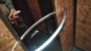 Juicy cock ejaculates in the PUBLIC ELEVATOR of the community of NEIGHBORS