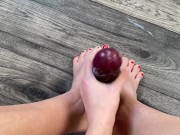 POV - BIG DILDO FEET FUCKING WITH RED TOENAILS