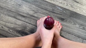 POV - BIG DILDO FEET FUCKING WITH RED TOENAILS