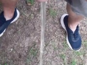 Pissing into the wind during a summer storm splashing all over me 3/16