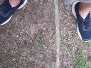 Pissing into the wind during a summer storm splashing all over me 9/16