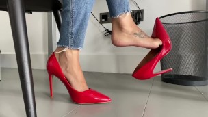 Red heels tease and dangling PREVIEW