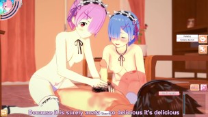 3D/Anime/Hentai. Re:ZERO Starting Life in Another World: Rem & Ram fucked in threesome!!!