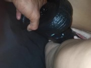 Huge black dildo stretches white pussy. Passionate wife crawls with pleasure! 10/16