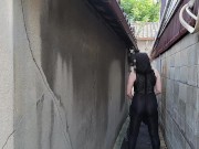 【人妻の露出散歩】真昼間の住宅街で我慢できずに露出オナニー 4/16