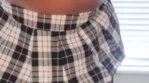 Busty Big Ass Asian with EXTREMELY tight pussy stays home from school to ride her dildo