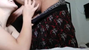 He sucks it secretly and they almost discover us