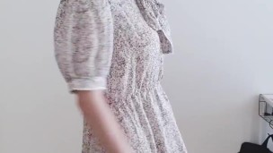【ふたなり風・女装オナニー】女の子の洋服着てオナニーしました！