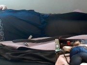 Spanking my ass in black sexy stockings I wore myself out and actually fell how embarrassing