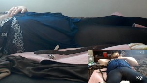 Spanking my ass in black sexy stockings I wore myself out and actually fell how embarrassing