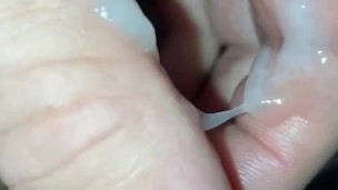 Catching a quick cumshot in my hand