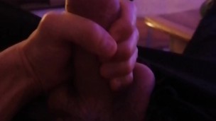 Dirty pervert plays with his precum