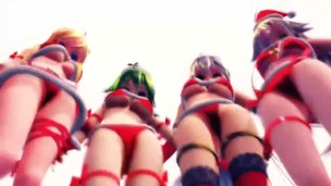 Christmas with waifus dancing and bouncing their breasts non-stop
