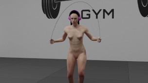 Skipping naked in the gym 3D