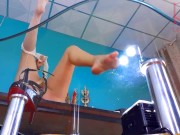 Nude employee. The pretty secretary is putting on white tights. 1 14/16