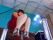 Nude employee. The pretty secretary is putting on white tights. 1 2/16