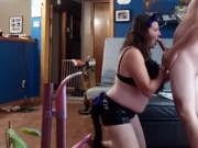 Wife sucks big cock looking into camera 12/16