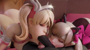 Mercy (Pink Skin) & D.Va (Black Cat Skin) Animation 1 [Unofficial Black Edit]