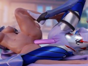 Sombra and Widowmaker (Tricolore Skin) Play With a Double-Sided Dildo Animation