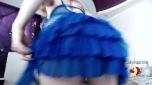 Adorable redhead show ass Close-ups in cute panties and tease in Dress Upskirt