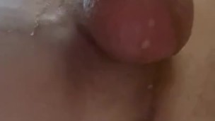 Thick buttplug in the shower. Wanting cock