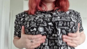 Busty girl playing with tits