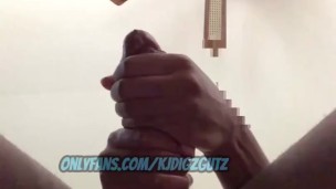 Bbc in glasses jerking his big black dick