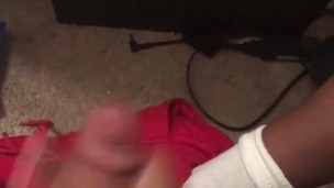 Bbc teen jerks his big black dick until cumshot
