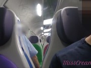 Public pussy flash in the train.Sexy girl touches her pussy in front of people Real Risky 7/16