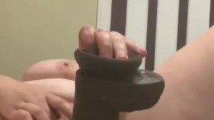 Solo Stoner Struggles to Stretch - vs double vaginal w/ dildos