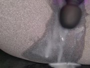 Vibrator orgasm in leggings after HUGE creampie 10/16