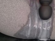 Vibrator orgasm in leggings after HUGE creampie 11/16