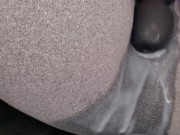 Vibrator orgasm in leggings after HUGE creampie 14/16