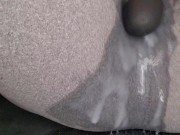Vibrator orgasm in leggings after HUGE creampie 16/16