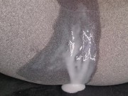 Vibrator orgasm in leggings after HUGE creampie 3/16
