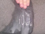 Vibrator orgasm in leggings after HUGE creampie 5/16