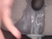 Vibrator orgasm in leggings after HUGE creampie 9/16